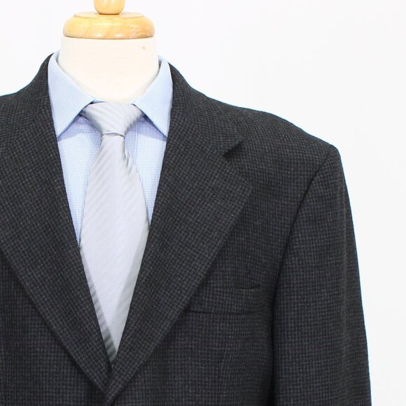 Oscar de la Renta 43R Gray Check 3-Button Sport Coat Blazer Jacket G117 - Picture 5 of 11